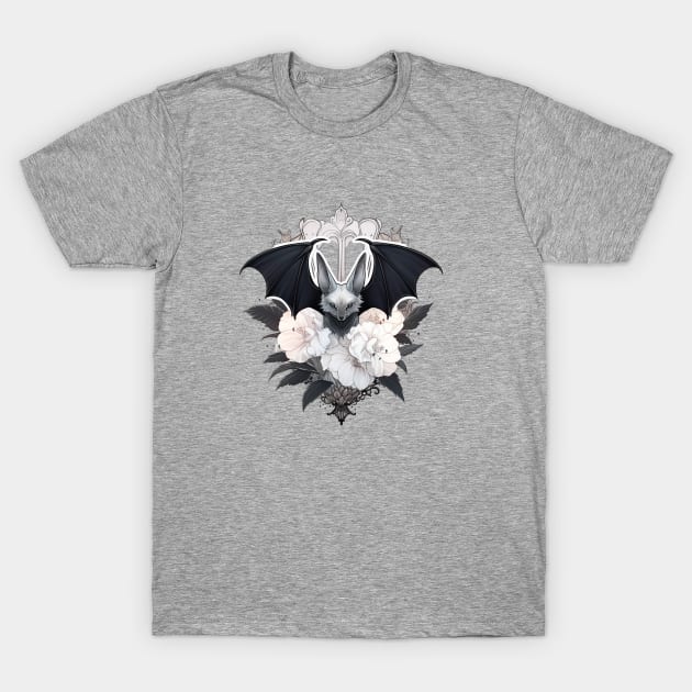 Gothic Floral Cute Bat T-Shirt by DarkSideRunners